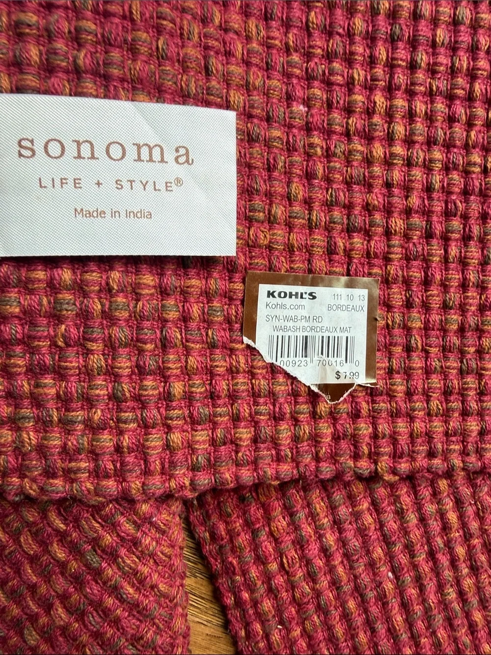 Sonoma Waffle Knit Burgundy Placemat Set of 4